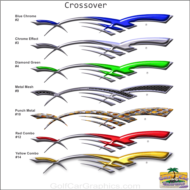 crossover golf car decal color chart