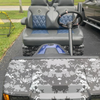 Digital Camo wrap for golf carts full body coverage black and gray camo