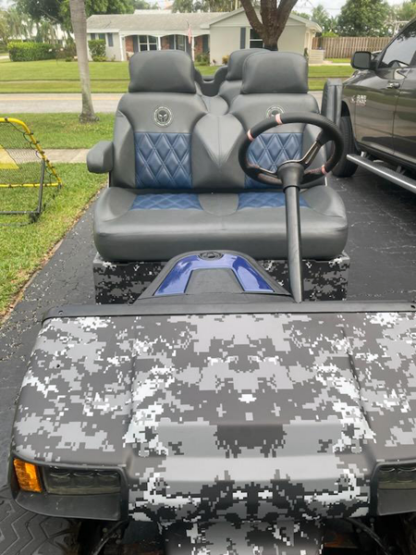 Digital Camo wrap for golf carts full body coverage black and gray camo