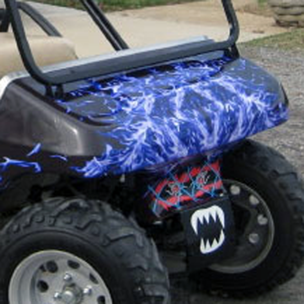 New Blue Flame golf car wrap