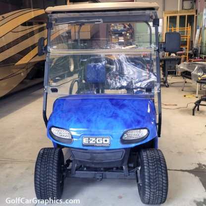 Golf-cart-wrap-installed-by-first-time-user-Fog-Side-Blue-cart-wrap-kit-sold-as-DIY
