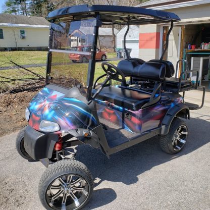 Hymanaius golf car body wrap kit installed by first time user.