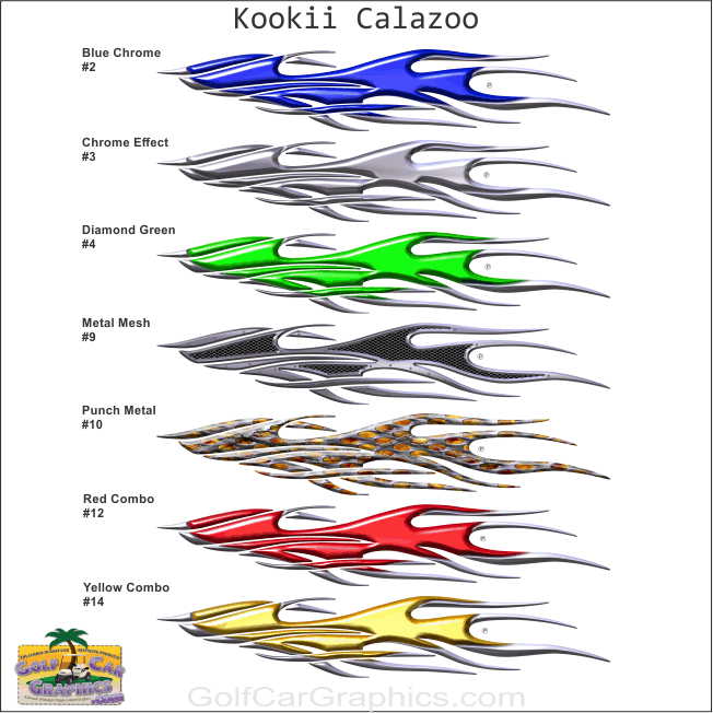 kookii calazoo golf car decal color chart