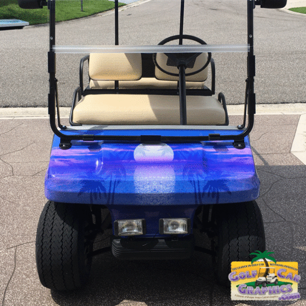 Moon-Palm-Blue full body golf car wrap