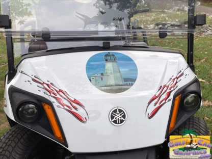 On the Move golf cart decal set Red-tone
