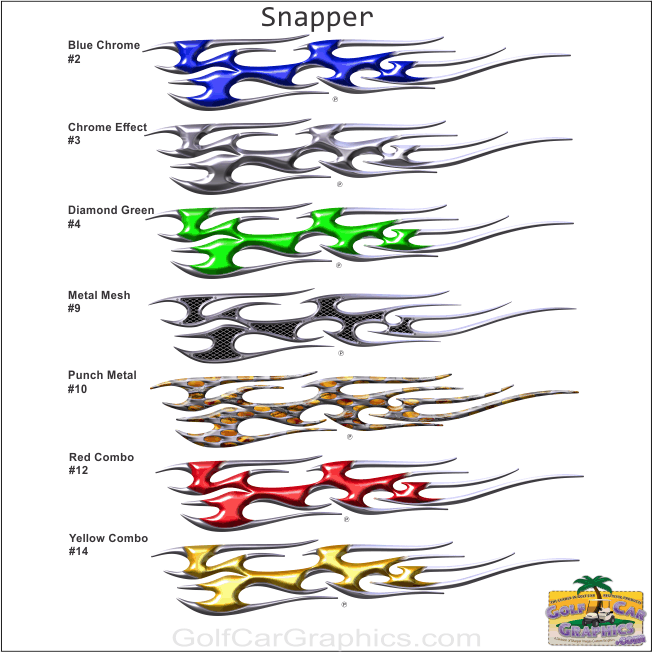 snapper golf car decal color chart