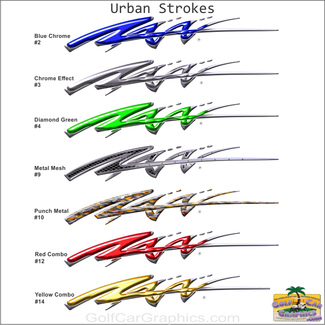 urban strokes golf car decal color chart