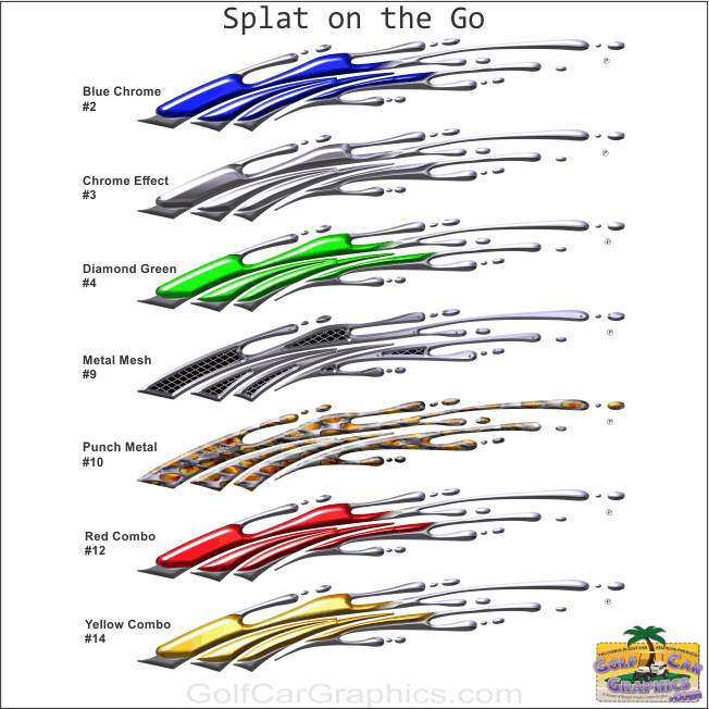 splat on the go golf car decal color chart