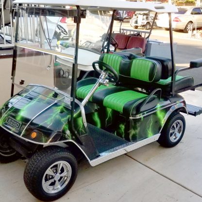 Lightning Green full body golf cart wrap