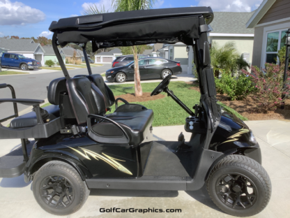 Universal-FIt-Golf-Car-graphics-kit-Raven-Style-Earth Tone which has a Gold Tone Color