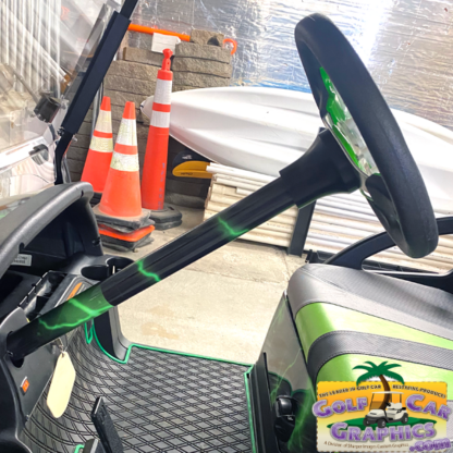 Lightning-Green-steering-wheel-tube-wrapped-with-extras--full-body-golf-cart-wrap