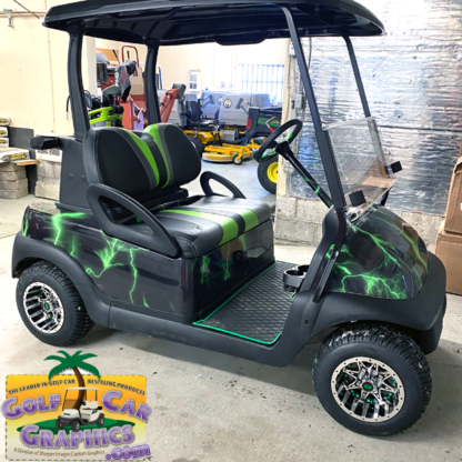 Lightning-Green body-wrap-for-golf-cart-DIY-installation