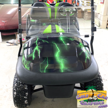 Lightning-pattern-Green-full-body-golf-cart-wrap