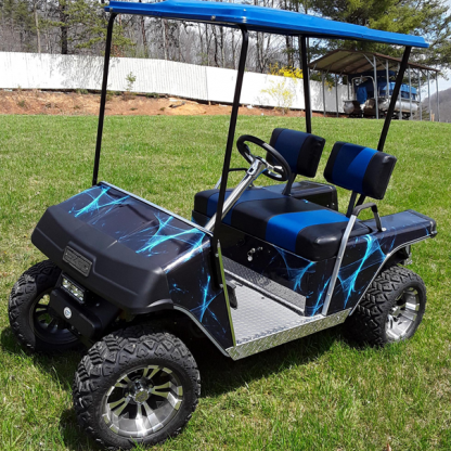 Liquid-web golf cart vinyl wrap kit. Available for all model golf carts