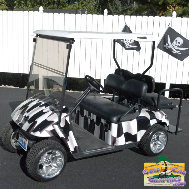 Checker flag golf-car-wrap