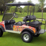 Tribal-flame golf car wrap