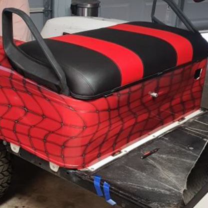 Red Web full body golf cart wrap kit. Sold as a DIY kit.