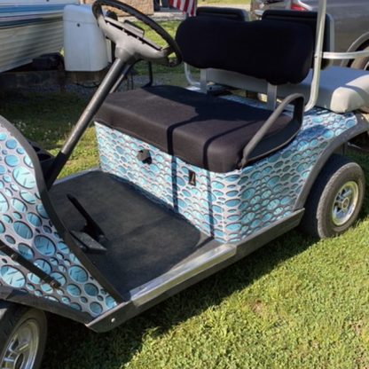 E-Z-GO golf cart wrap kit Punch Metal Aqua