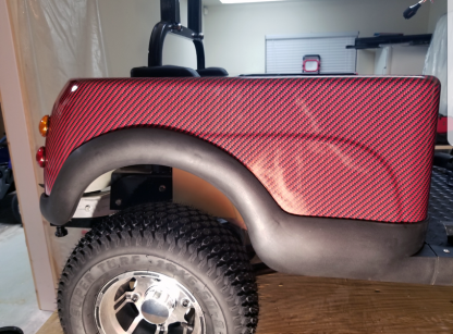 Deep-Red-Black-carbon-fiber-golf cart wrap kit