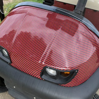 Deep-Red-Black-carbon-fiber golf car wrap