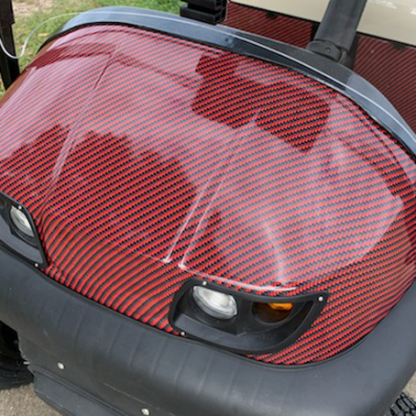 Deep-Red-Black-carbon-fiber golf car wrap
