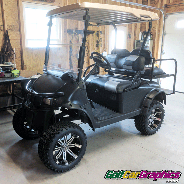 Satin-Black Golf Car Wrap