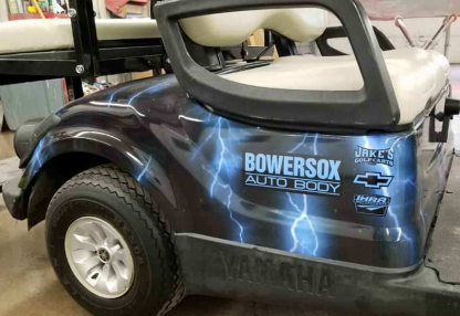 Lightning Blue full body golf car wrap