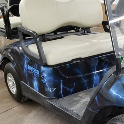 Golf cart color change wrap in lightning Blue