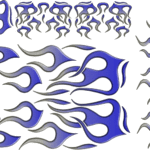 FCL21-Blue-Gray-3D Flame graphics kit for golf cars