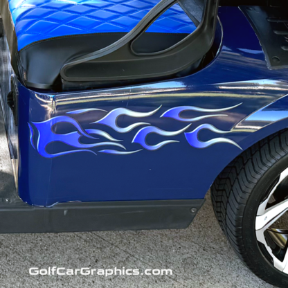 Golf-cart-flame-Blue-Gray-fade-decal-set-universal-fit