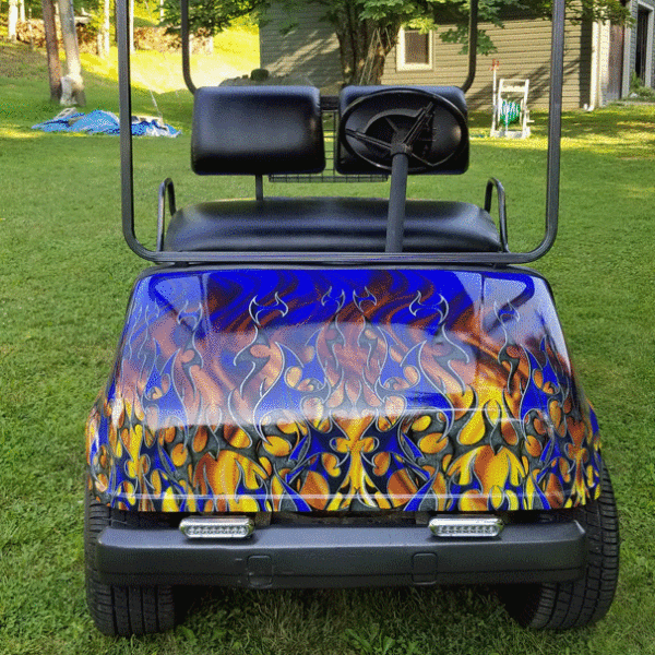 Tribal-Stone-Blue full body golf car wrap