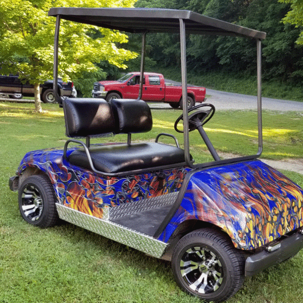 Tribal-Stone-Blue full body golf car wrap