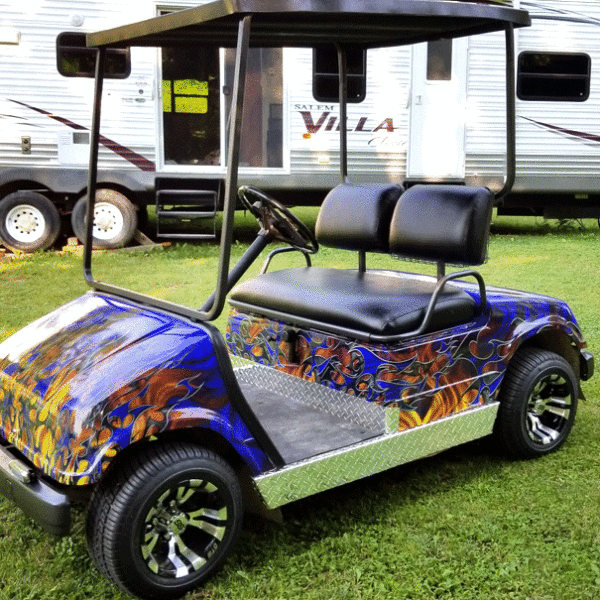 Tribal-Stone-Blue golf car wrap