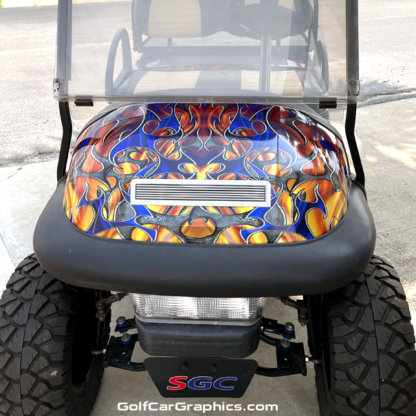 Tribla-Stone-Blue-full-body-golf-car-wrap-on-Club-Car-Precedent-with-our-Billit-Grill-decal
