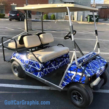 golf car wrap kit for full body coverage. Confusion Blue White Black