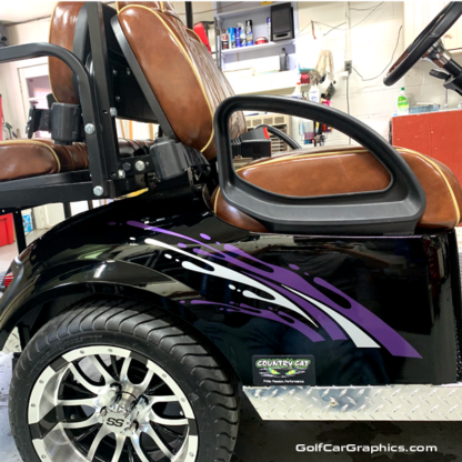 Splat-on-the-go-decal-set-for-golf-cars-Purple-and-Silver-combination