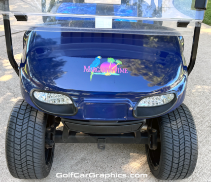 Dark-Blue-Indigo-Gloss-full-body-golf-cart-wrap-with-Margarita-Time-decal