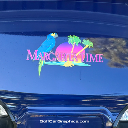 Golf-cart-decal-Margarita-Time-parrot-vinyl-decal-Margarita