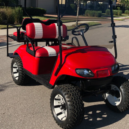 Solid Red Gloss golf cart wrap kit for all standard size golf cars.