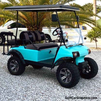 Satin-Teal-full-body-golf-car-wrap-installed-by-first-time-user