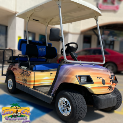 Full-body-coverage-golf-cart-wrap-Hawaii-Sunset-theme-golf-car-wrap-kit