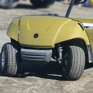 Carbon-Fiber-golf-car-wrap-yellow-color---mounted-on-Yamaha-golf-cart