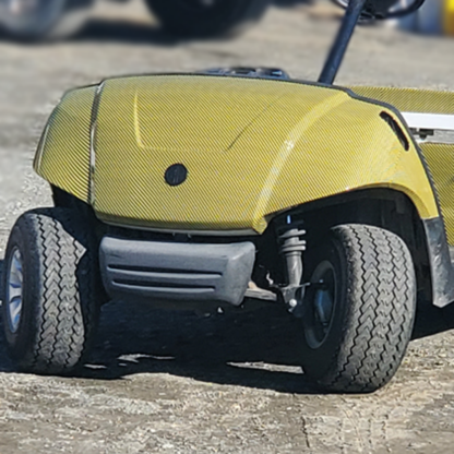 Carbon-Fiber-golf-car-wrap-yellow-color---mounted-on-Yamaha-golf-cart