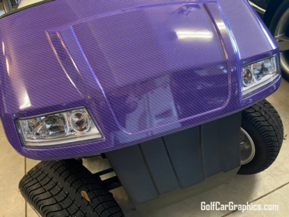 Purple---Black-Carbon-Fiber-full-body-golf-car-wrap universal fit for all standard size golf cars