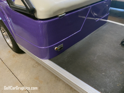 Purple---Black-Carbon-Fiber-full-body-golf-car-wrap universal fit