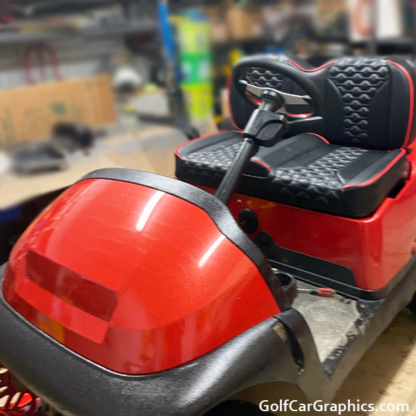 Red Metal Flake Sparkle golf cart wrap