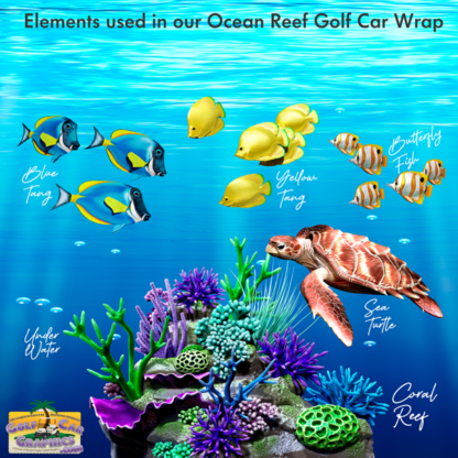 Ocean Reef golf car wrap kit elements