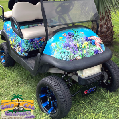 golf-car-wrap-with-trutles-fish-coral-and-tropical-ocean-reef-for-all-models-golf-carts