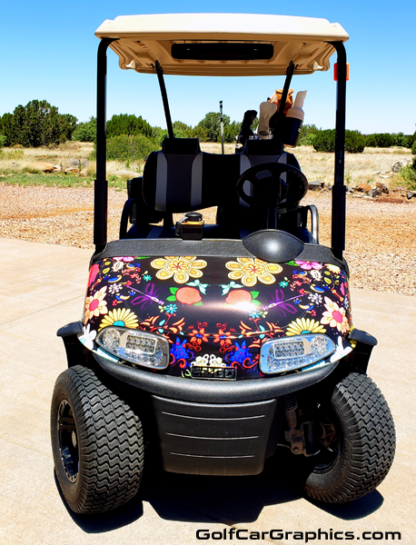 EZ-GO-cart-wrap-in-floral-patter-Black-base-color-do-it-yourself