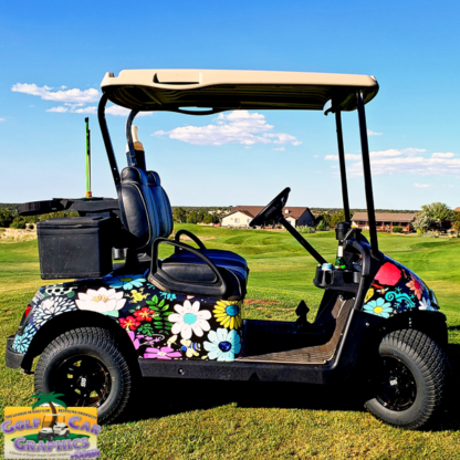 Universal-fit-golf-car-full-body-wrap-flowers-floral-pattern-midnight-in-the-secret-garden